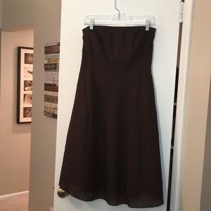 J. Crew Strapless A-Line Dress in Dark Brown